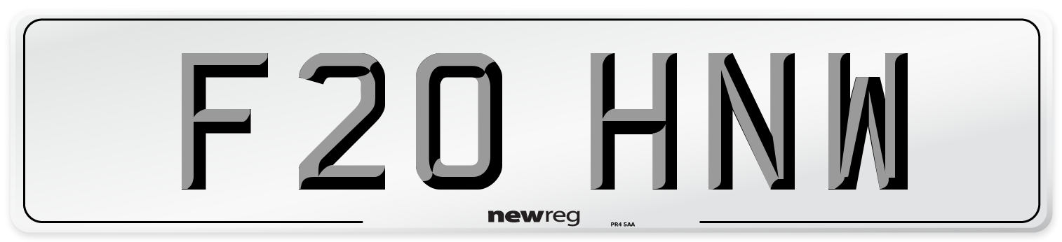 F20 HNW Number Plate from New Reg